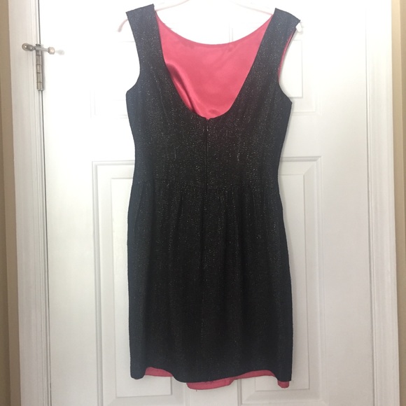 Millie Sparkly Black Cocktail Dress - Pink Liner - Picture 3 of 6